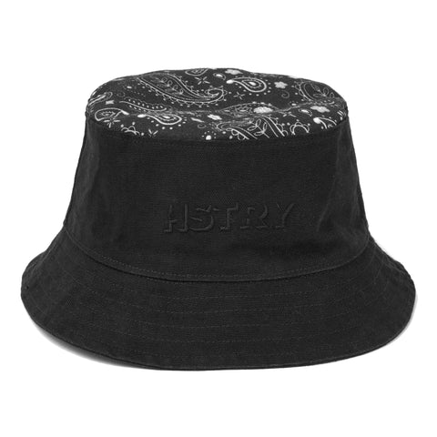 PAISLEY CANVAS BUCKET HAT BLACK